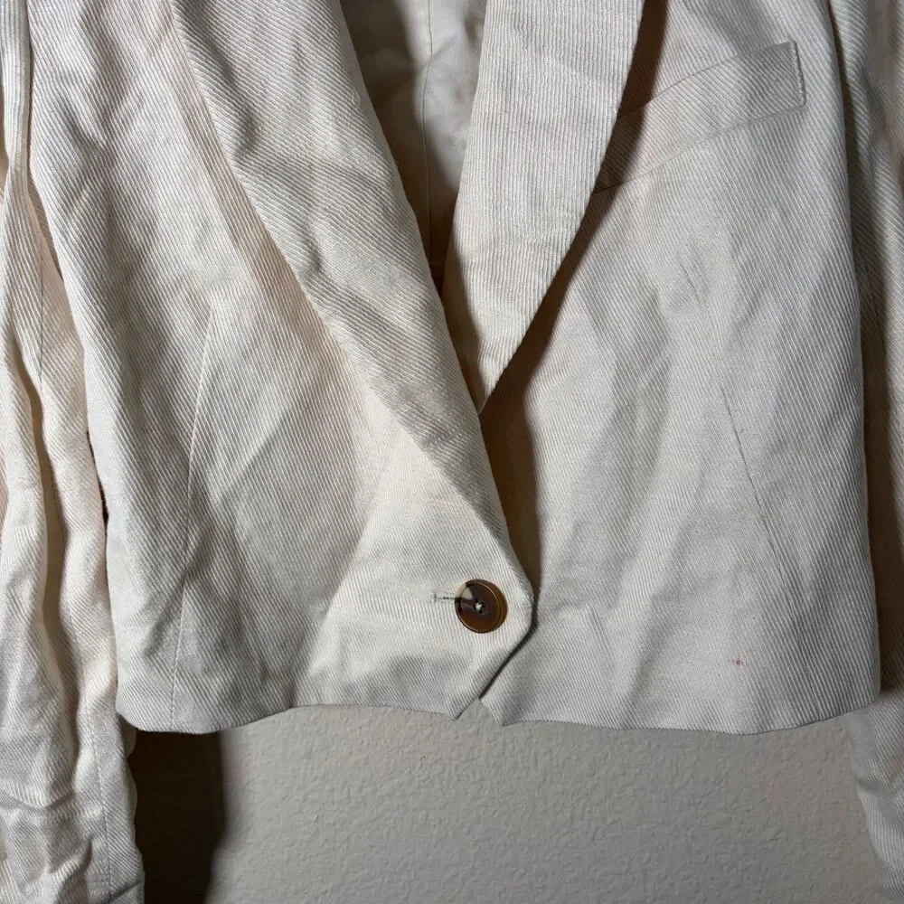 Free People Women's XS Cream Cropped Jacket Blazer Boho Casual Coat